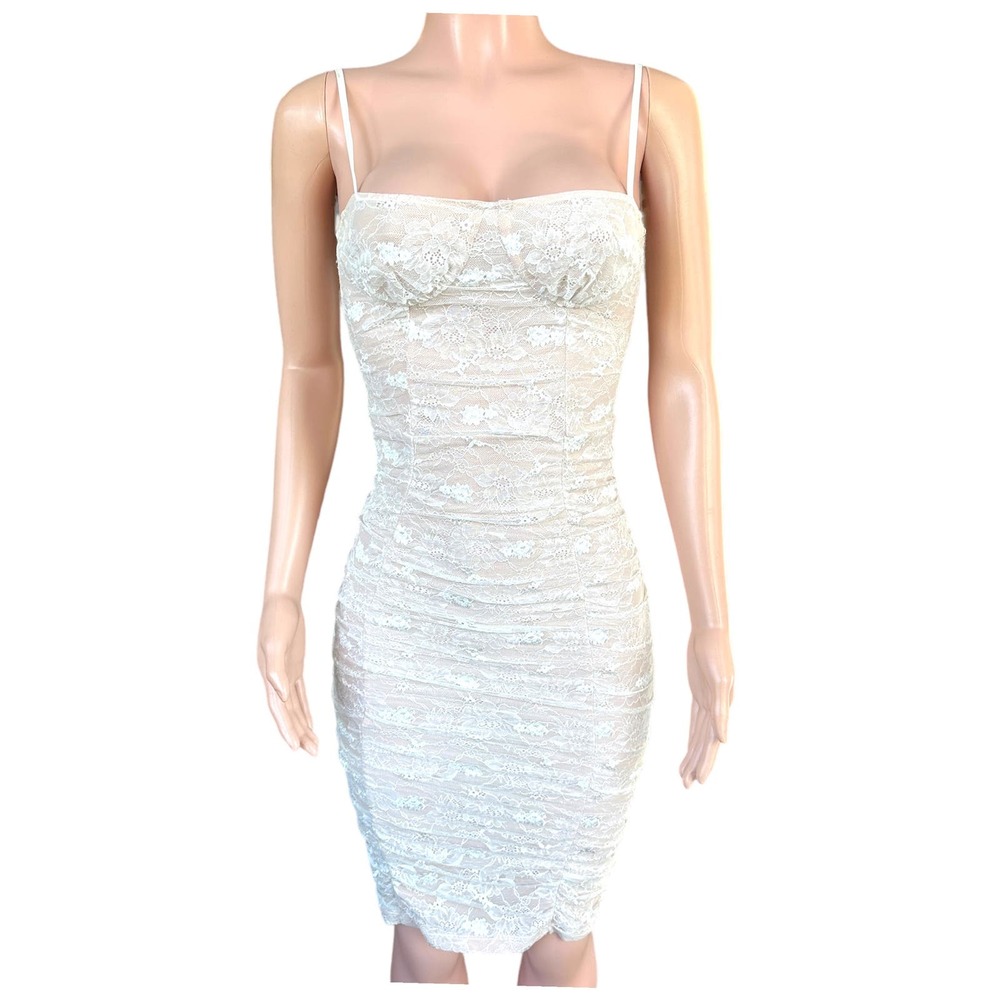 For Love & Lemons Revolve Jamie King La Ana Lace Ruched Floral Midi Dress XS